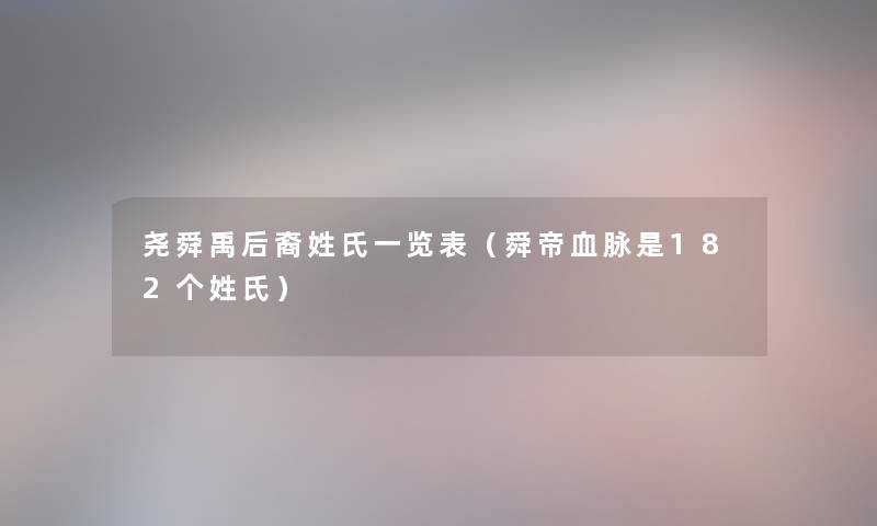 尧舜禹后裔姓氏一览表(舜帝血脉是182个姓氏) 尧舜禹后裔姓氏一览表(舜帝血脉是182个姓氏)