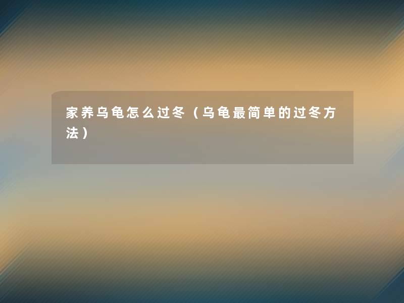 家养乌龟怎么过冬(乌龟简单的过冬方法) 家养乌龟怎么过冬(乌龟简单的过冬方法)