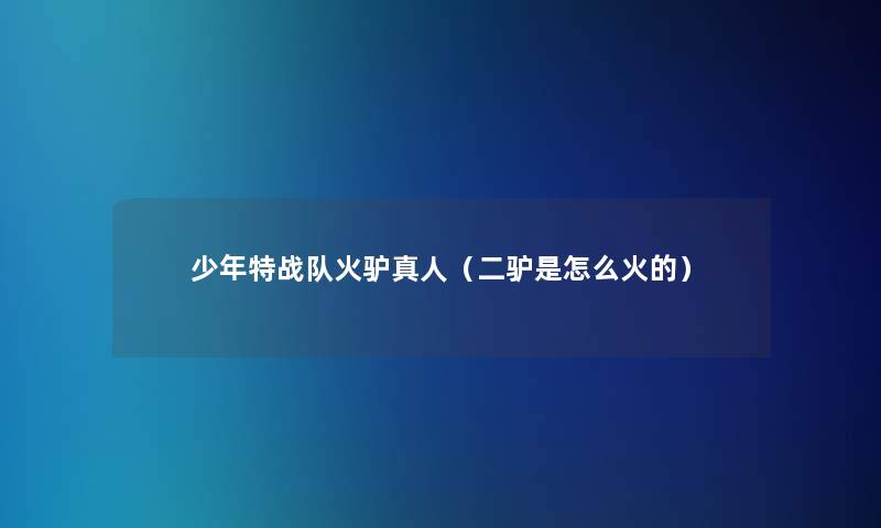 少年特战队火驴真人(二驴是怎么火的) 少年特战队火驴真人(二驴是怎么火的)