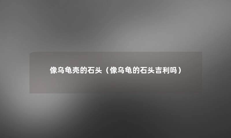 像乌龟壳的石头(像乌龟的石头吉利吗) 像乌龟壳的石头(像乌龟的石头吉利吗)